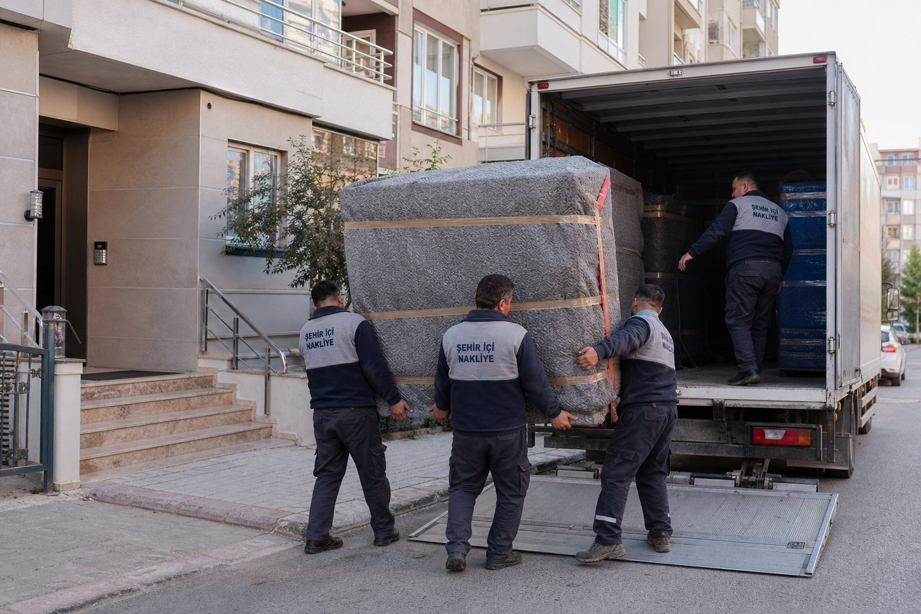 Ambalajli buyuk esya onunde ekip planlamasi - Yatak ve Baza Taşıma
