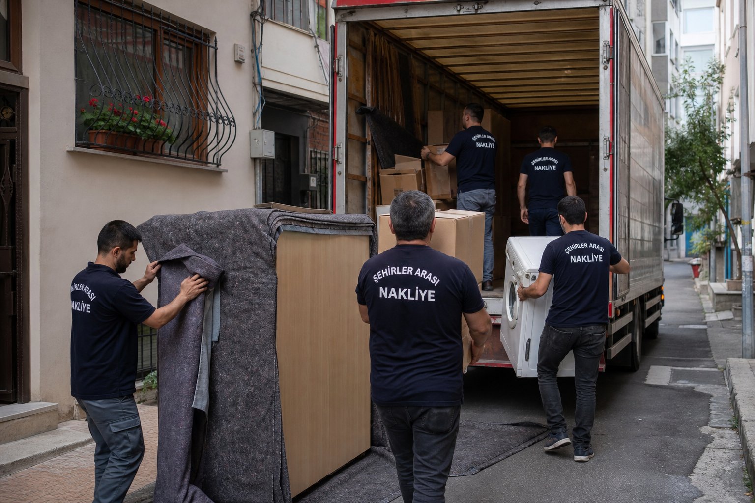 Yuksek dolabin apartman kapisindan cikarilmasi - asansörlü nakliyat